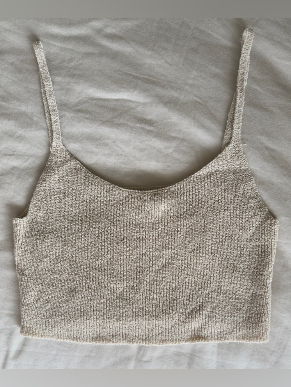 Aritzia Wilfred Free Women's Cream Beige Knit Cropped Tank Sleeveless Size S 🤍